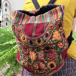 Boho backpack with 💐 flowers